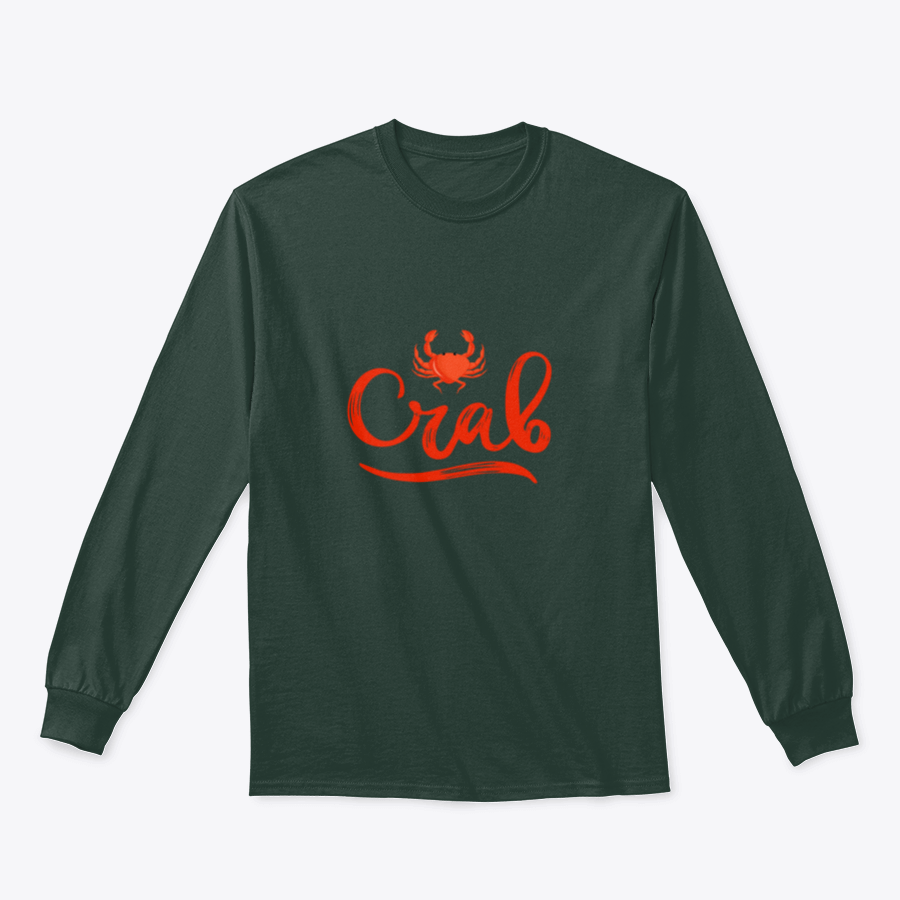 A vibrant Crab Logo T-shirt featuring a red crab illustration and hand lettering, showcasing marine life in a stylish design.