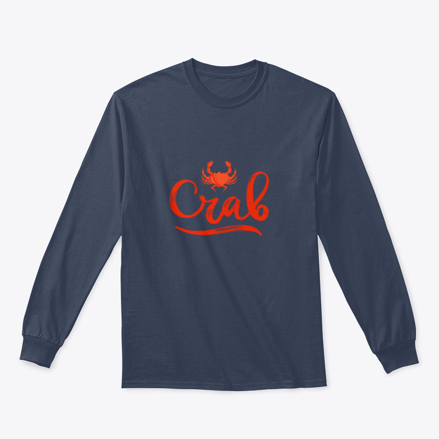 A vibrant Crab Logo T-shirt featuring a red crab illustration and hand lettering, showcasing marine life in a stylish design.