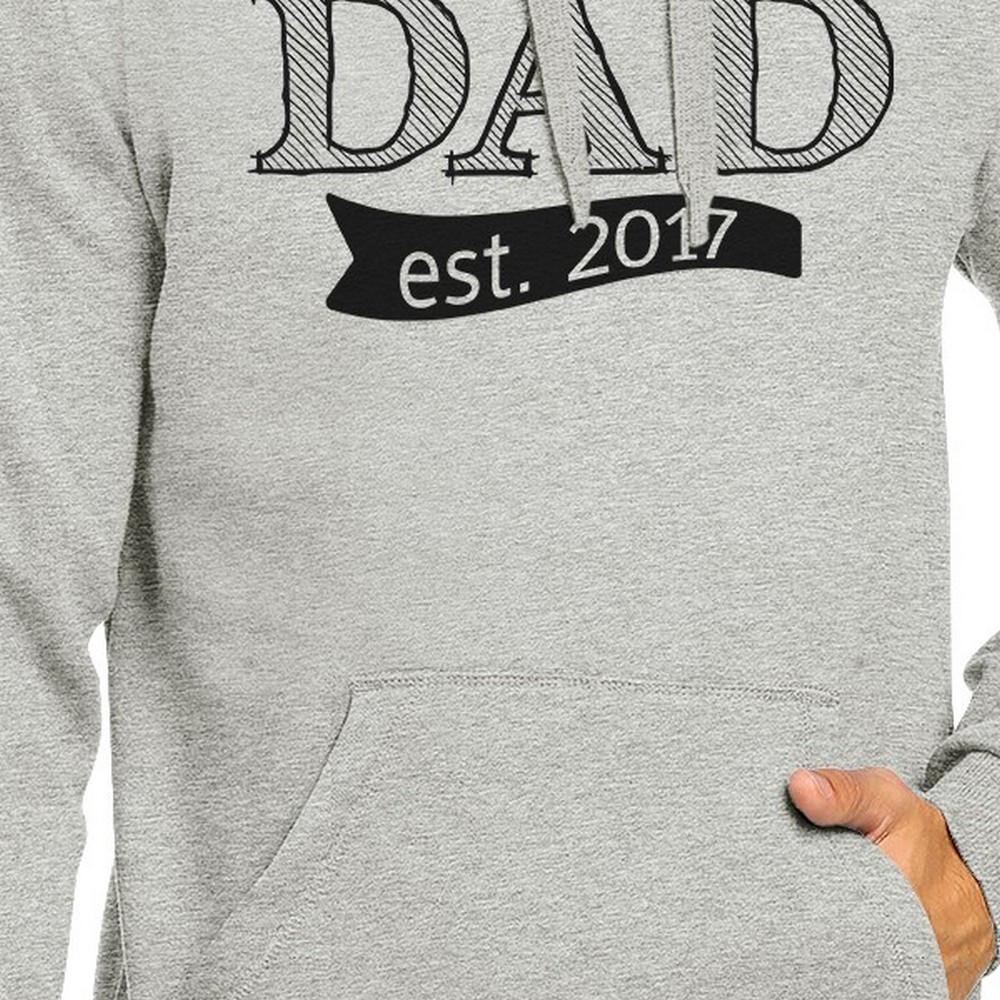 Dad Est 2017 unisex gray hoodie, perfect gift for Father's Day, showcasing a comfortable and stylish design.