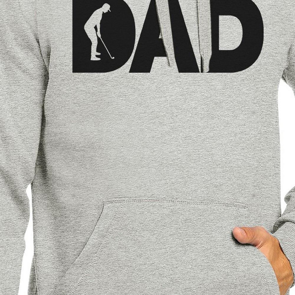 Dad Golf Unisex Grey Hoodie featuring a funny design, perfect for Father's Day gifts.