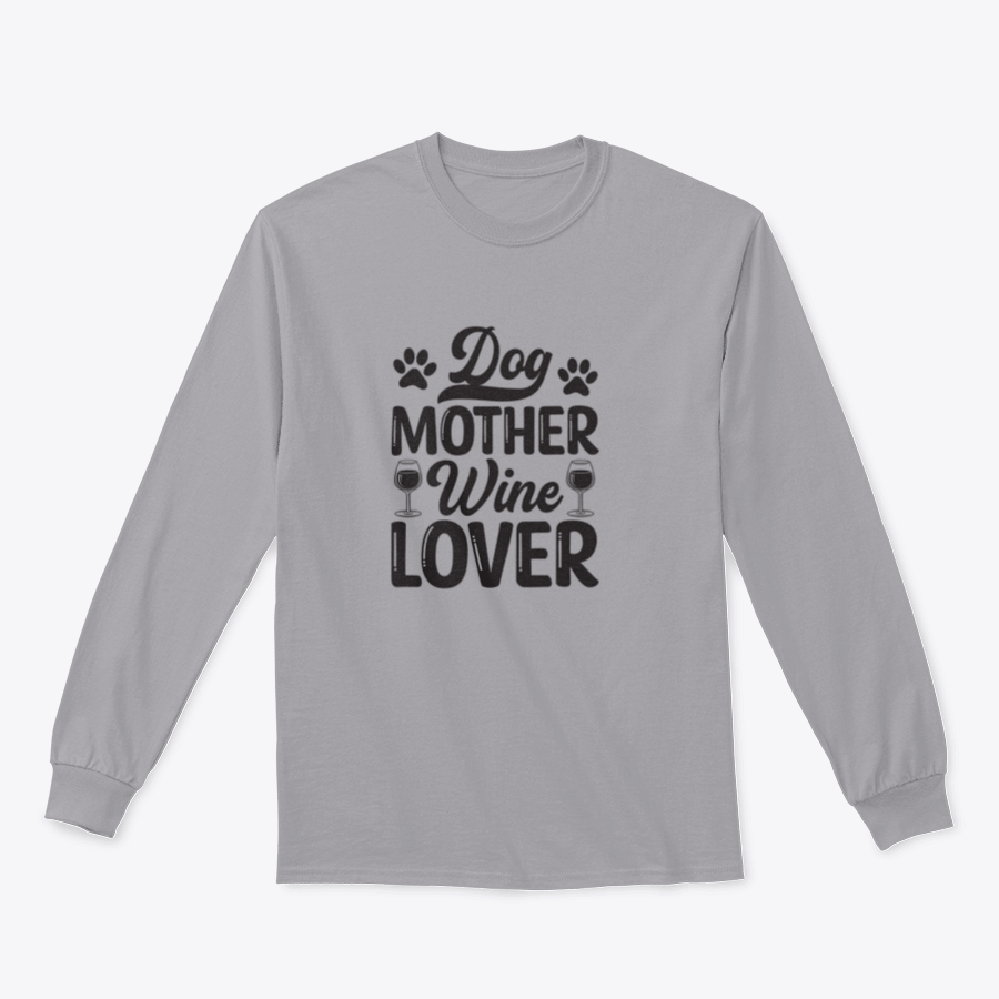 A stylish Dog Mother Wine Lover shirt featuring modern brush calligraphy, perfect for dog lovers and wine enthusiasts.