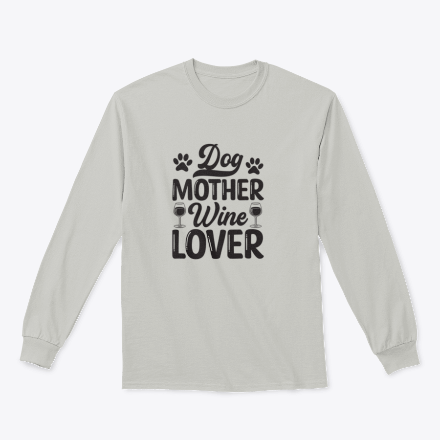 A stylish Dog Mother Wine Lover shirt featuring modern brush calligraphy, perfect for dog lovers and wine enthusiasts.