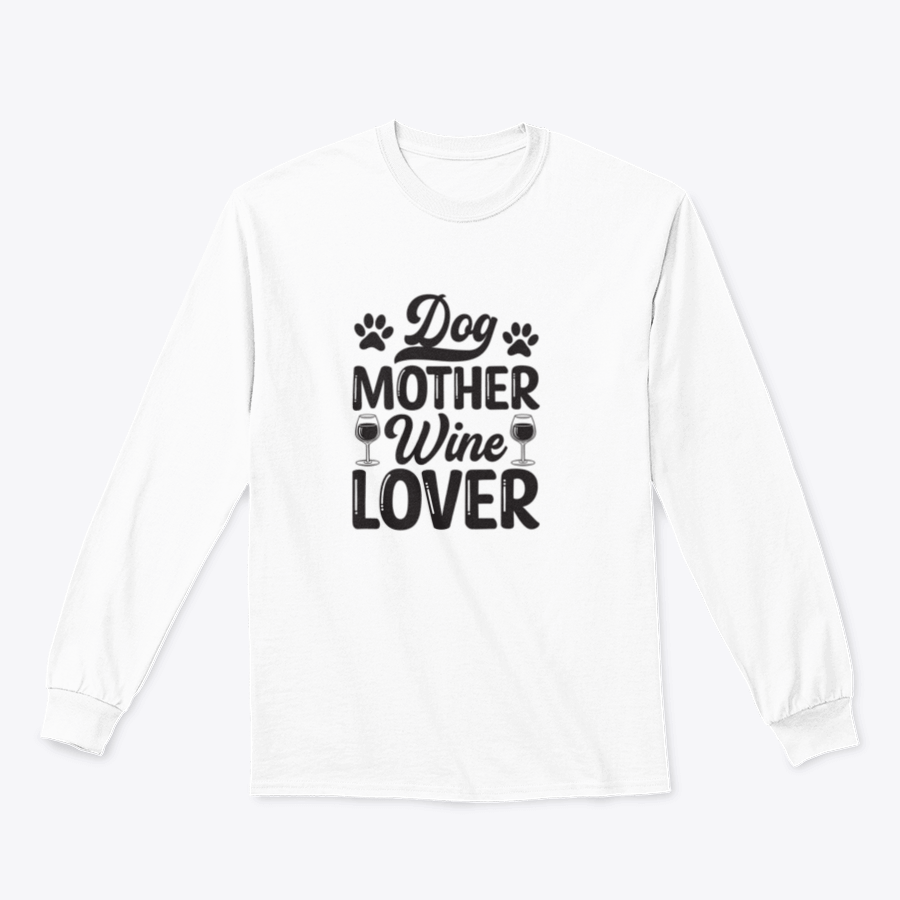A stylish Dog Mother Wine Lover shirt featuring modern brush calligraphy, perfect for dog lovers and wine enthusiasts.