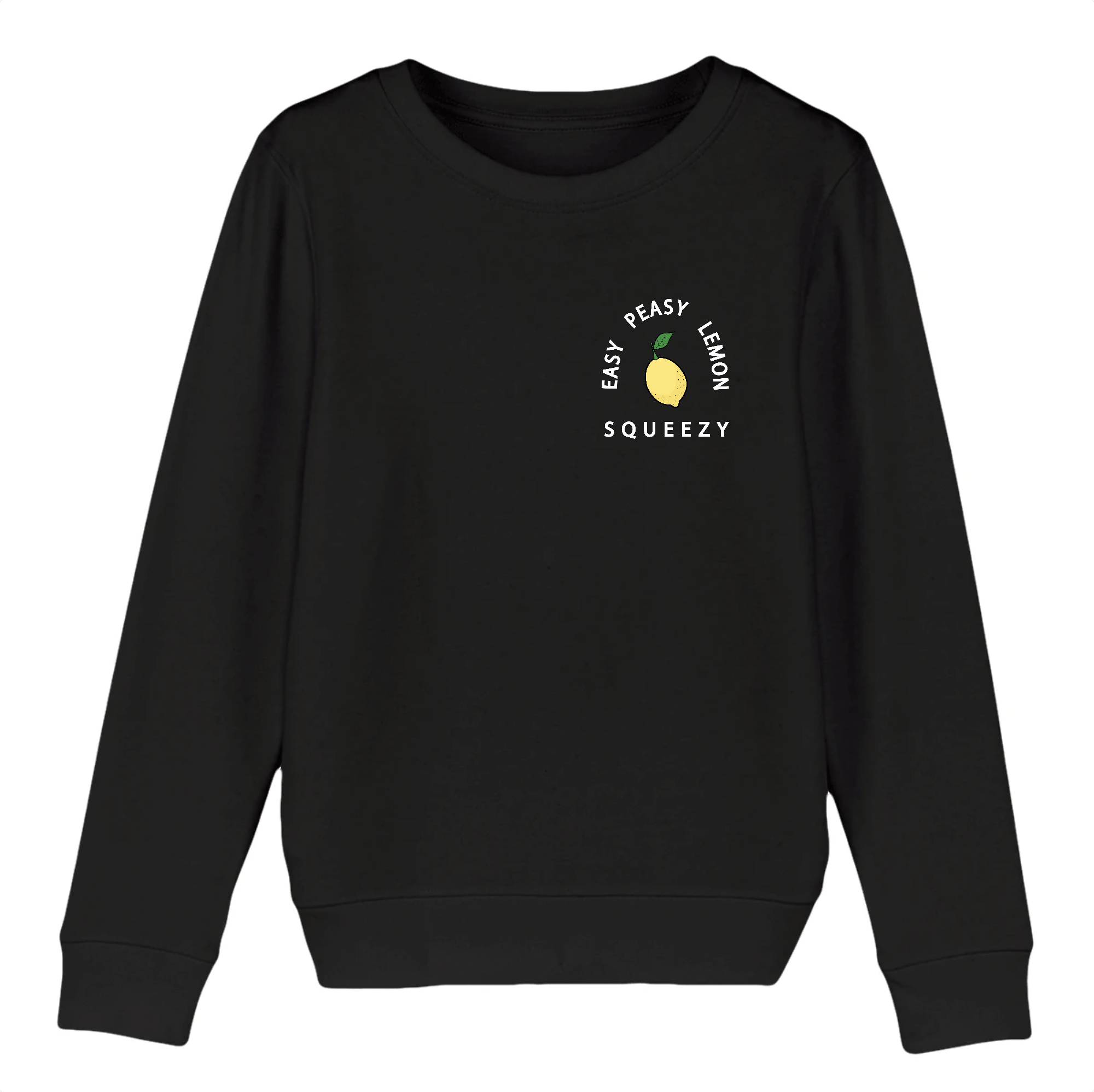 A vibrant unisex kid's sweatshirt made from organic cotton, featuring a playful avocado-themed slogan, ethically produced in France.