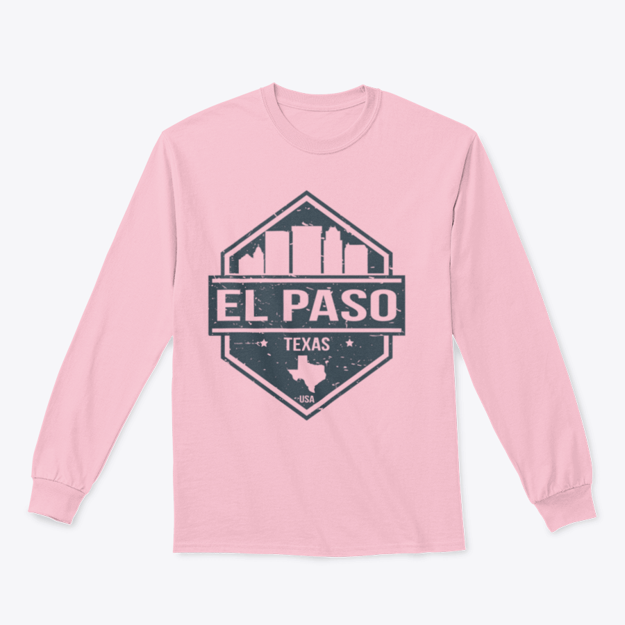 El Paso Texas Travel Stamp Sweatshirt featuring a classic fit and midweight fabric, perfect for casual wear.