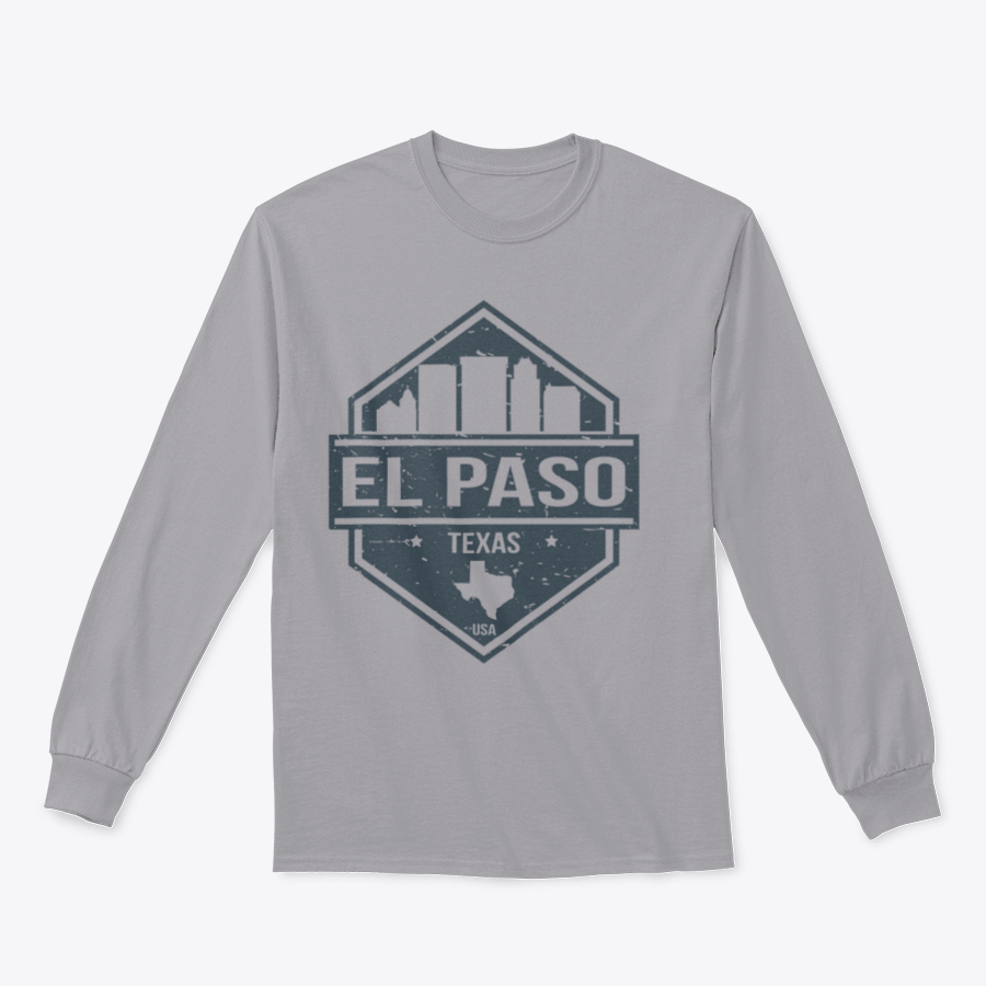 El Paso Texas Travel Stamp Sweatshirt featuring a classic fit and midweight fabric, perfect for casual wear.