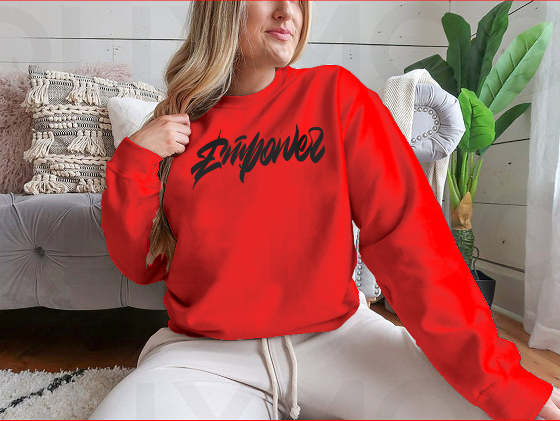 Empower Typography Lettering Design T-Shirt showcasing a stylish and comfortable fit, perfect for casual wear.