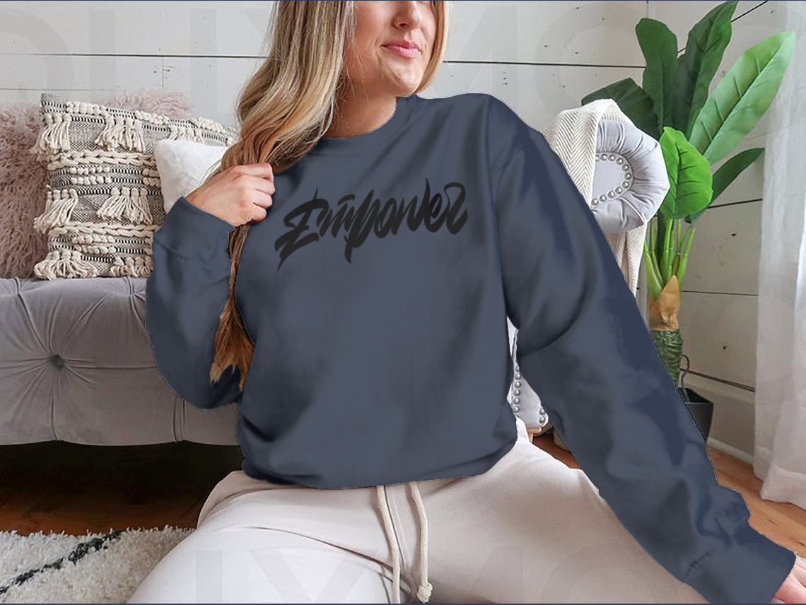 Empower Typography Lettering Design T-Shirt showcasing a stylish and comfortable fit, perfect for casual wear.