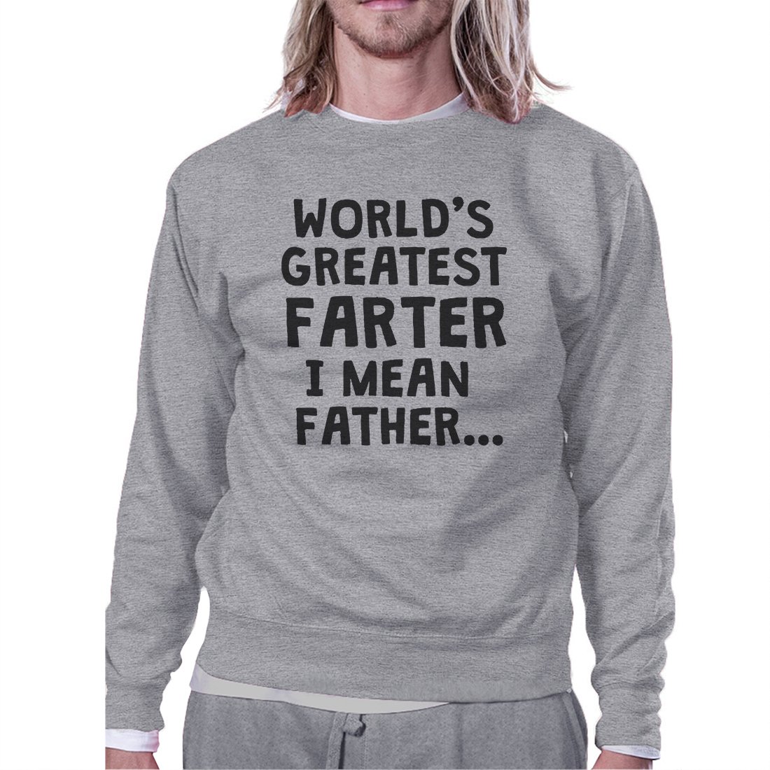 Farter Father Mens/Unisex Fleece Sweatshirt featuring a humorous graphic design, made from soft cotton-polyester blend, ideal for Father's Day gifts.