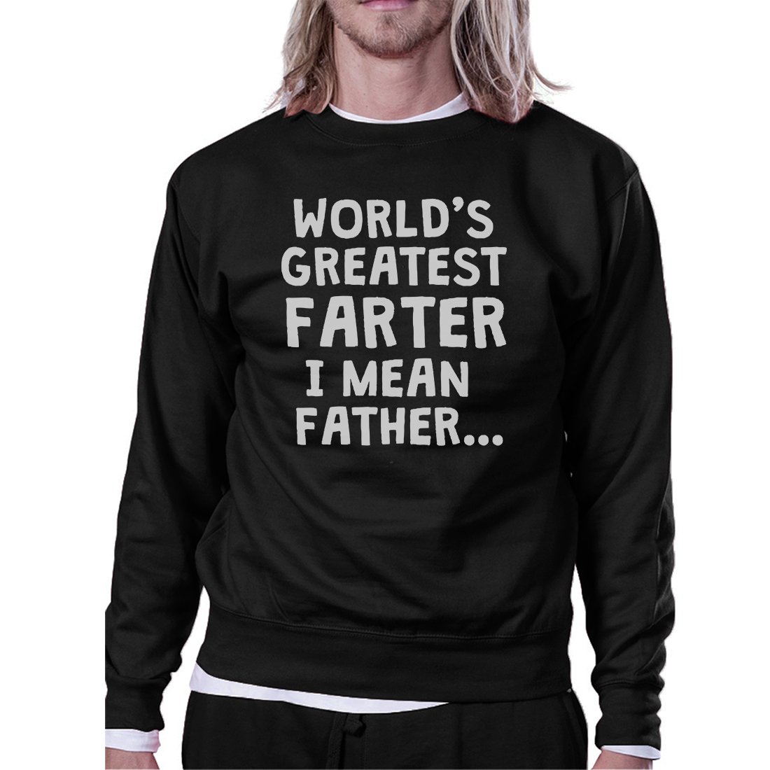 Farter Father Mens/Unisex Fleece Sweatshirt featuring a humorous graphic design, made from soft cotton-polyester blend, ideal for Father's Day gifts.