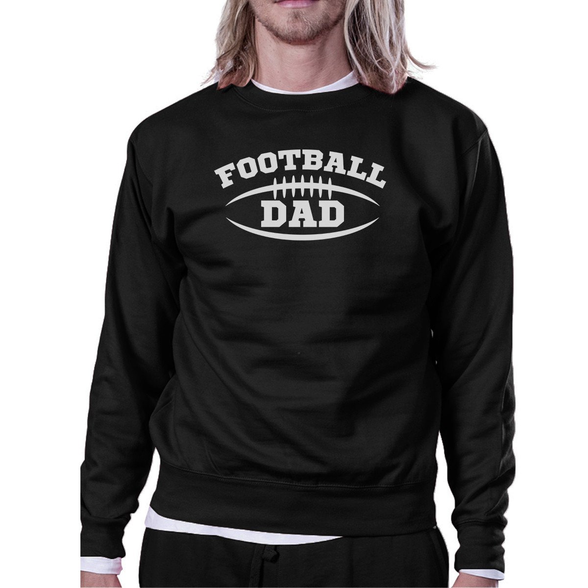 Black sweatshirt with a funny football dad design, perfect for Father's Day gifts.