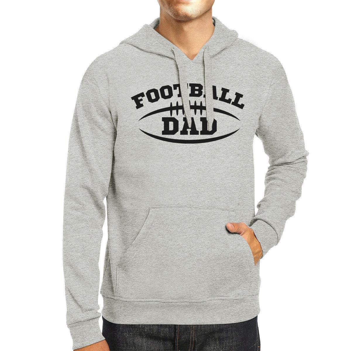Football Dad Men's Grey Hoodie featuring a humorous design, made of soft cotton and polyester blend, perfect for Father's Day gifts.