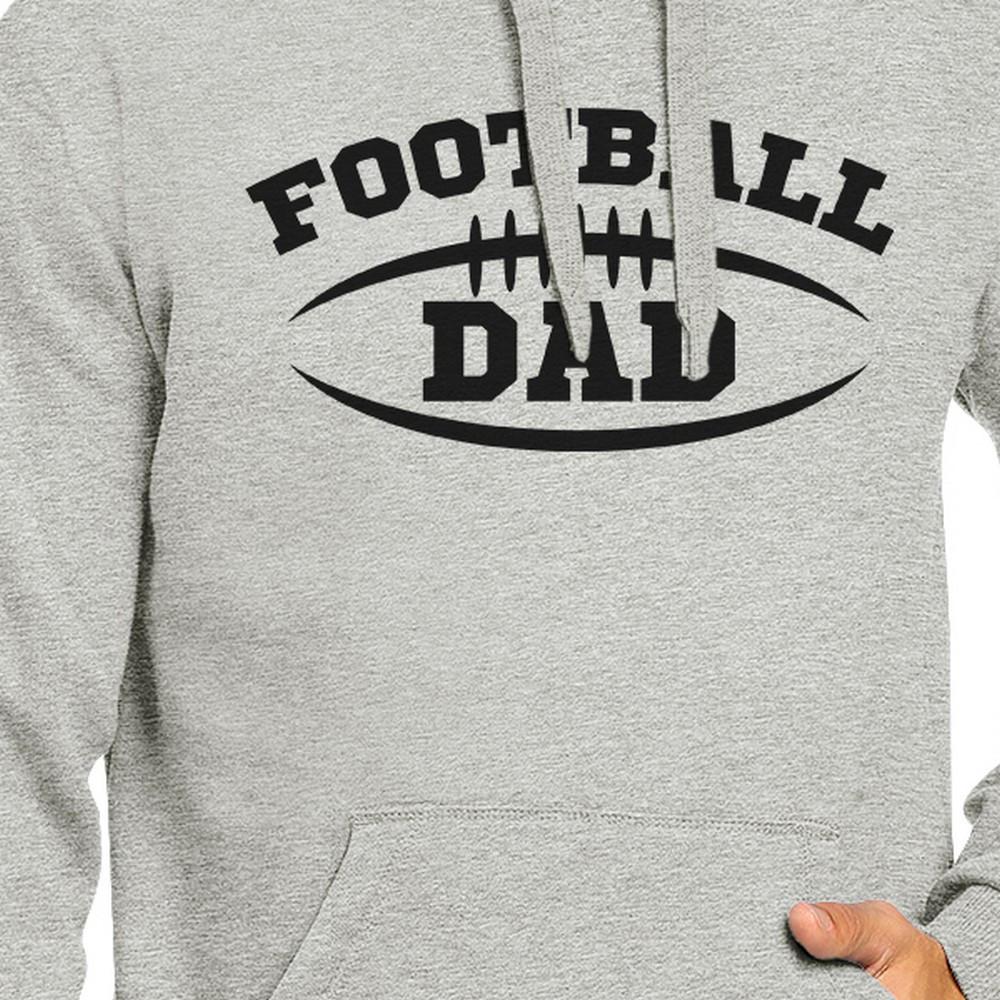 Football Dad Men's Grey Hoodie featuring a humorous design, made of soft cotton and polyester blend, perfect for Father's Day gifts.