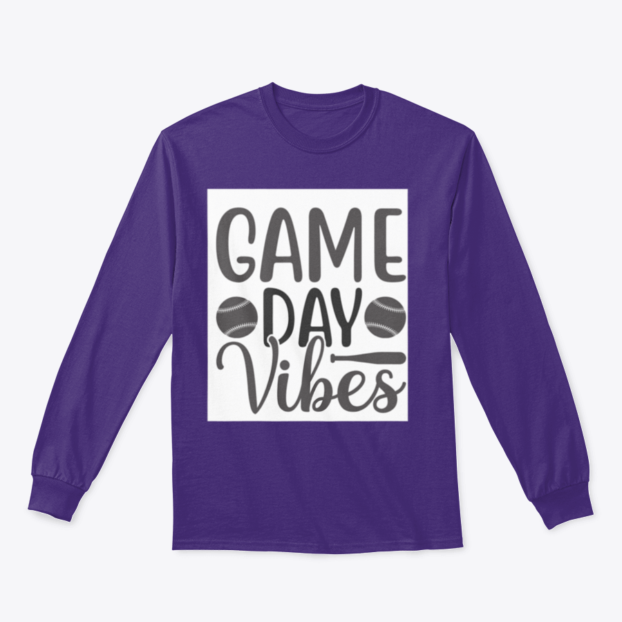 A stylish Game Day Vibes shirt featuring artistic lettering and an inspirational softball logo, perfect for fans and players.