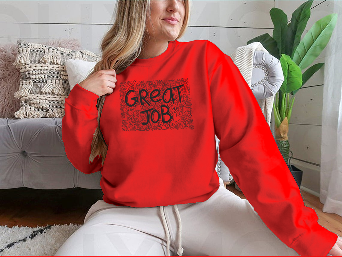 Great Job Word Doodle Pattern Anti-Stress design featuring a playful and colorful pattern, ideal for adults seeking comfort and style.