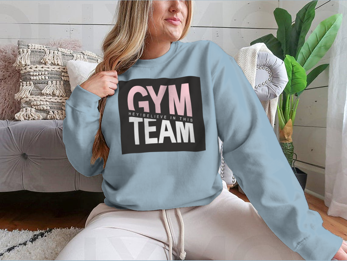 A stylish Gym Team Design Shirt made from 100% cotton, featuring a classic fit and durable fabric, perfect for family and friends.