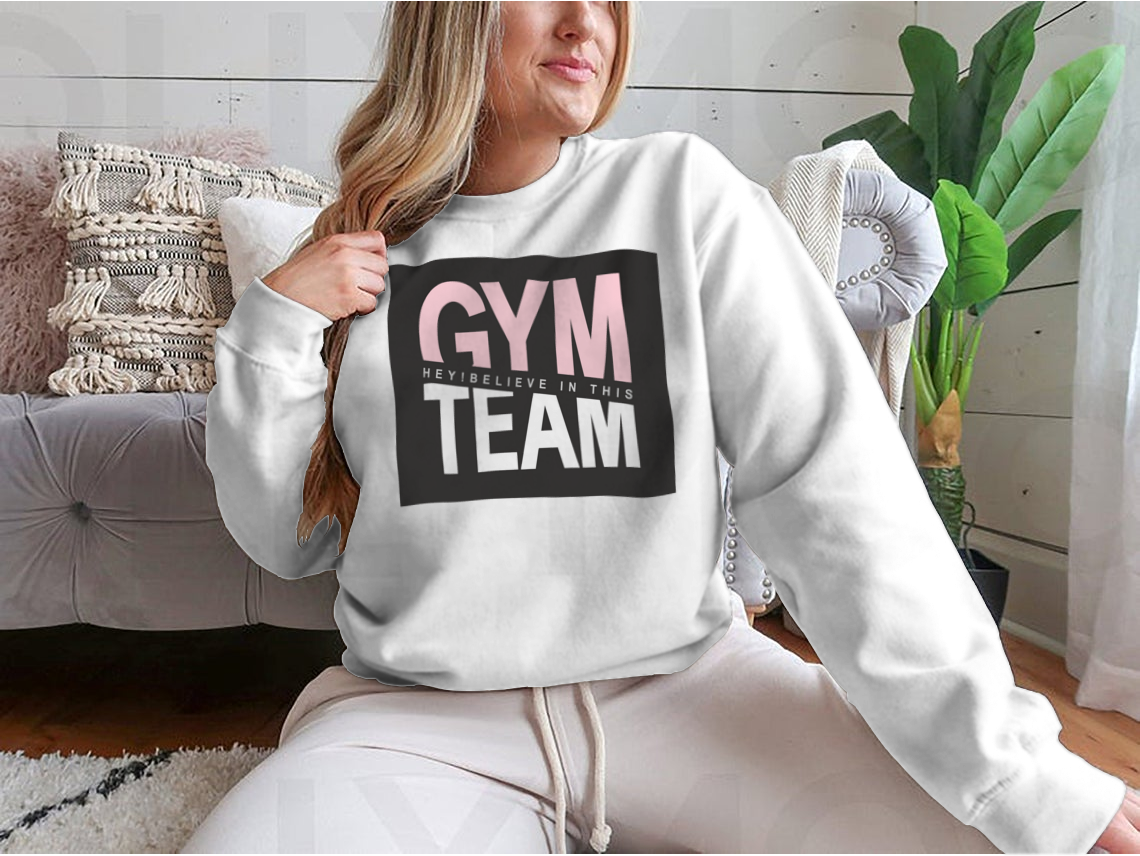 A stylish Gym Team Design Shirt made from 100% cotton, featuring a classic fit and durable fabric, perfect for family and friends.