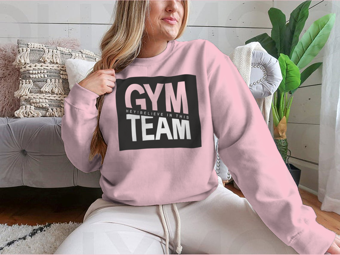 A stylish Gym Team Design Shirt made from 100% cotton, featuring a classic fit and durable fabric, perfect for family and friends.