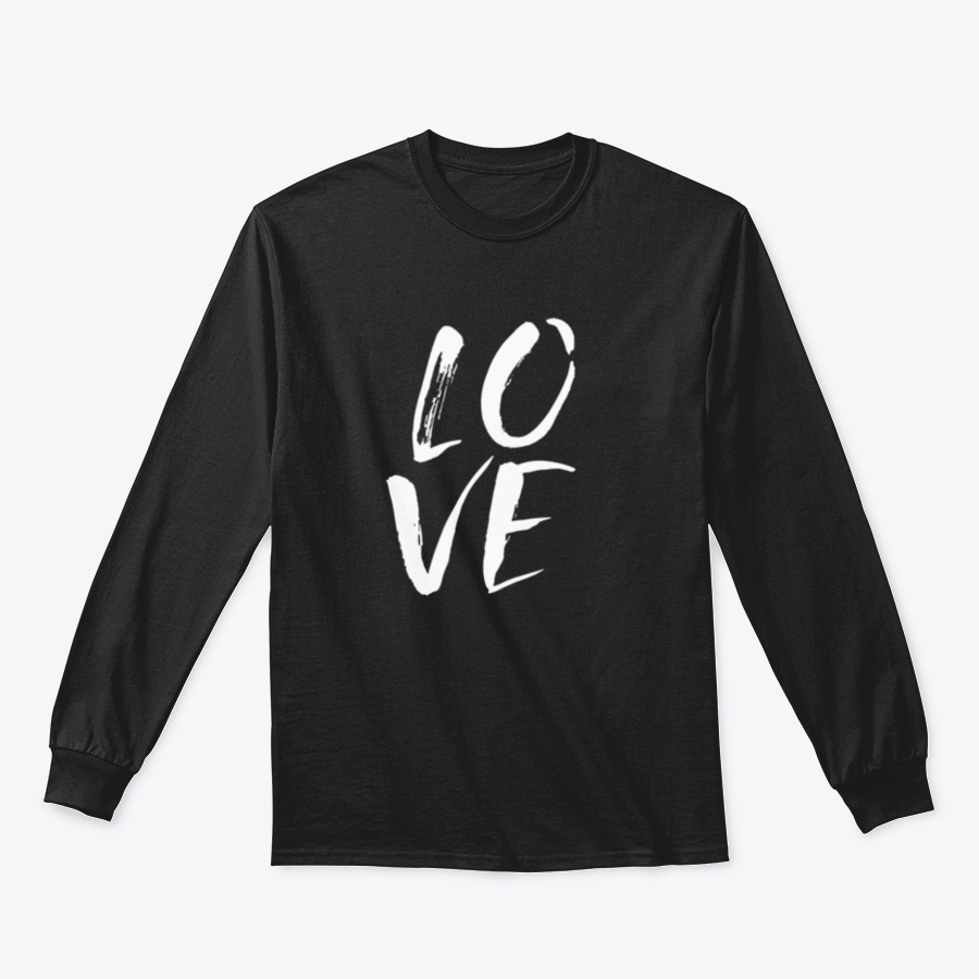 A cozy sweatshirt featuring hand lettered 'I Love' design in brushed ink, perfect for casual wear.