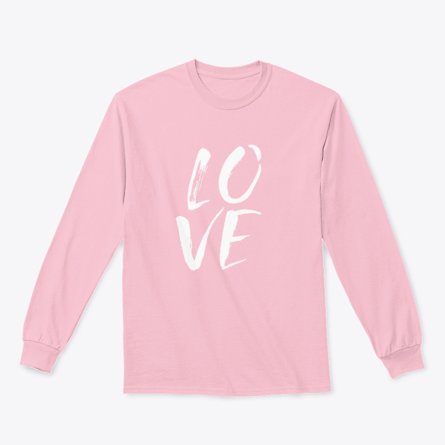 A cozy sweatshirt featuring hand lettered 'I Love' design in brushed ink, perfect for casual wear.