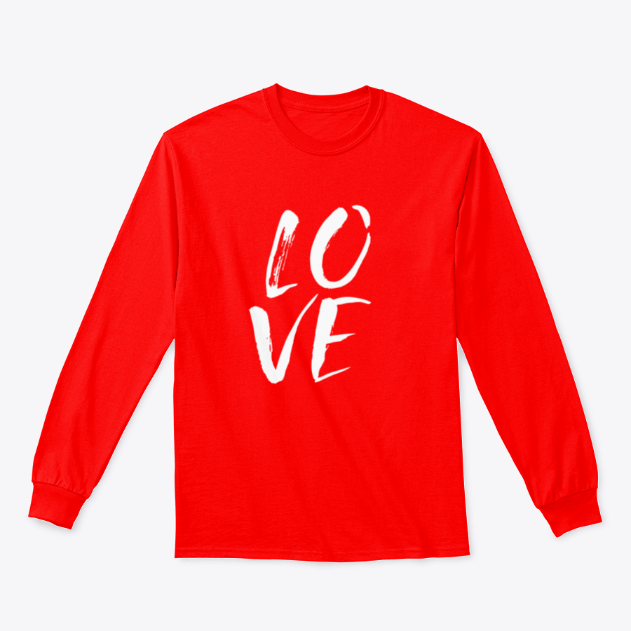 A cozy sweatshirt featuring hand lettered 'I Love' design in brushed ink, perfect for casual wear.