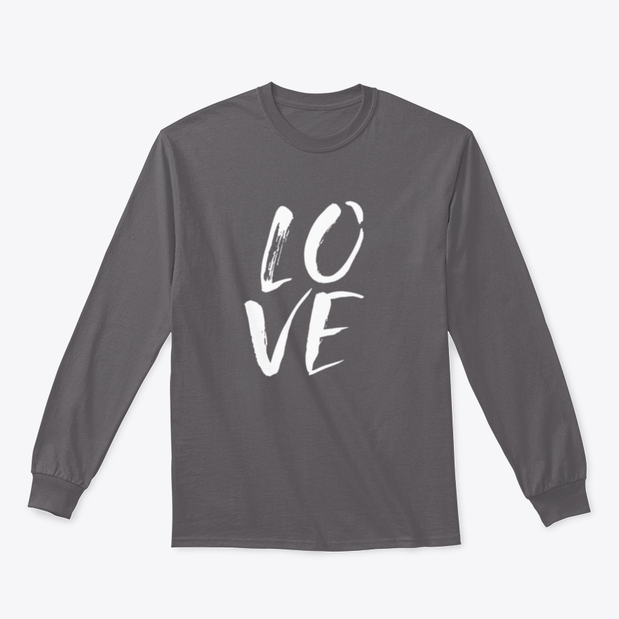 A cozy sweatshirt featuring hand lettered 'I Love' design in brushed ink, perfect for casual wear.