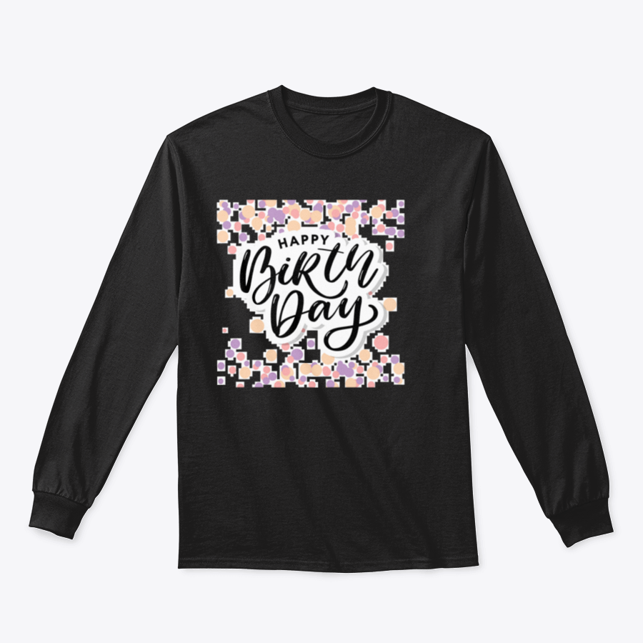 A stylish Happy Birthday shirt featuring brush script lettering in a retro vintage design, perfect for birthday celebrations.