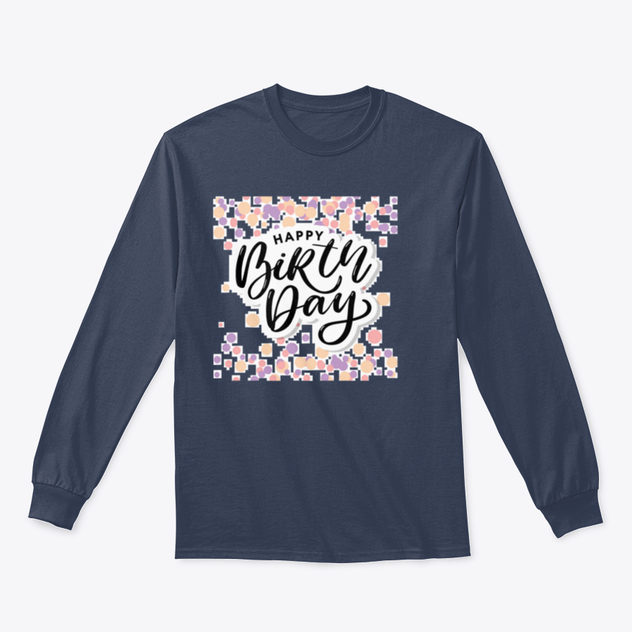 A stylish Happy Birthday shirt featuring brush script lettering in a retro vintage design, perfect for birthday celebrations.