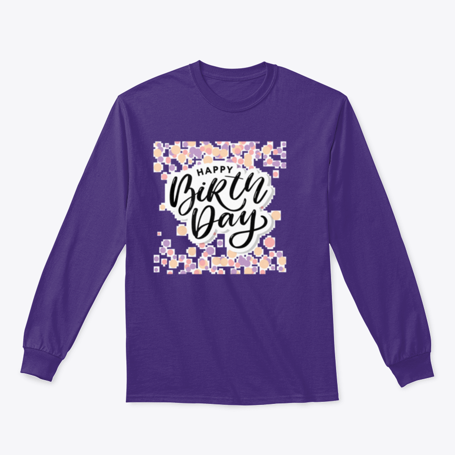A stylish Happy Birthday shirt featuring brush script lettering in a retro vintage design, perfect for birthday celebrations.
