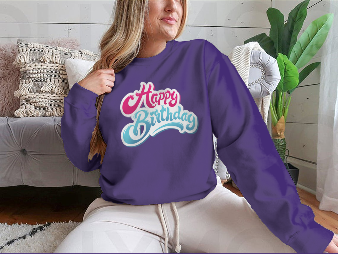 Happy Birthday hand drawn vector lettering design on a white background, showcasing a playful and festive style.