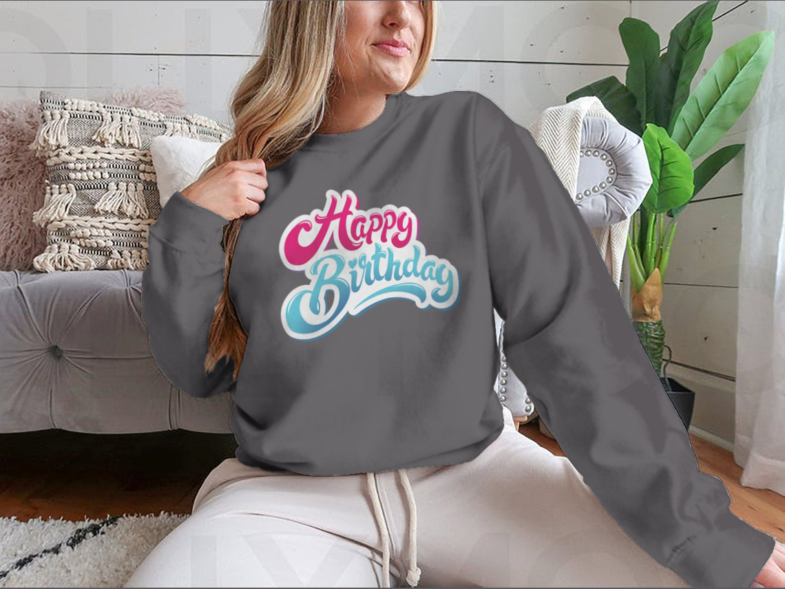 Happy Birthday hand drawn vector lettering design on a white background, showcasing a playful and festive style.