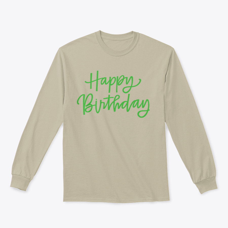 Customized Happy Birthday print featuring elegant calligraphy design on high-quality fabric.