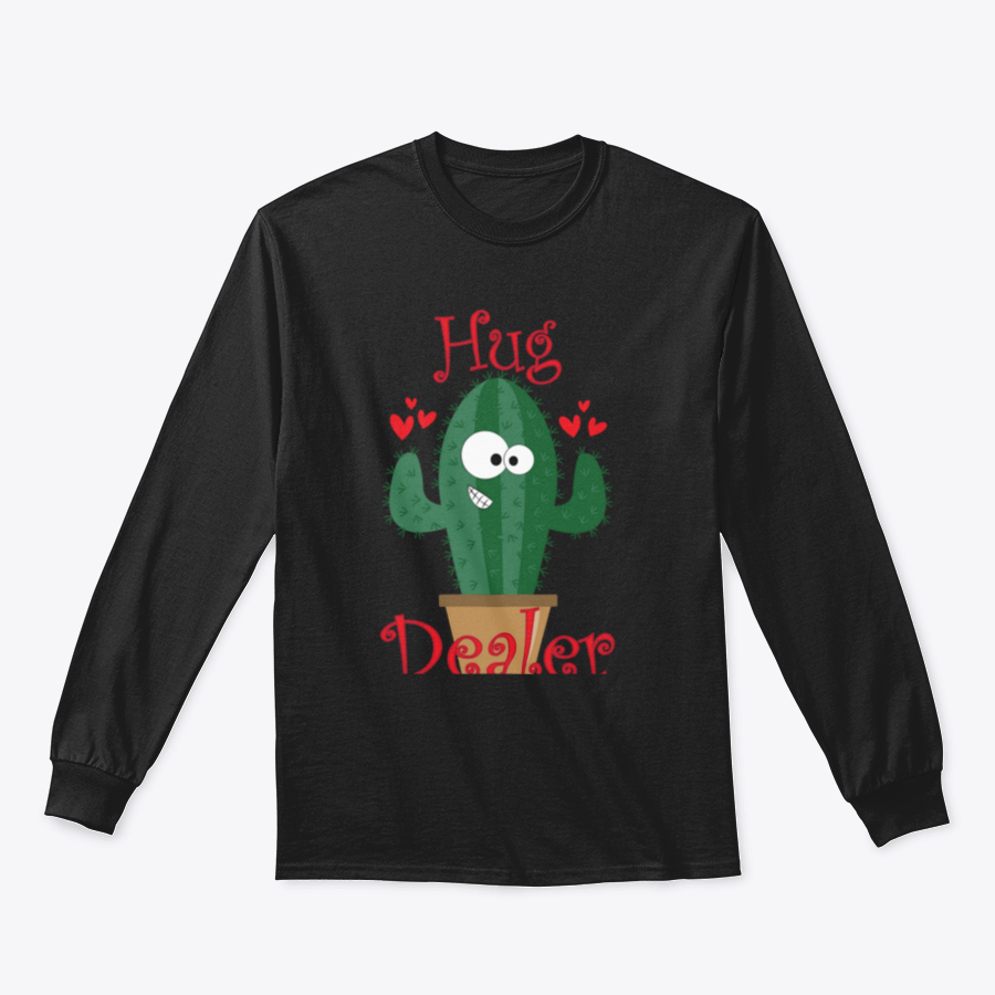 A cozy sweatshirt featuring a funny smiley cactus design, perfect for casual wear.