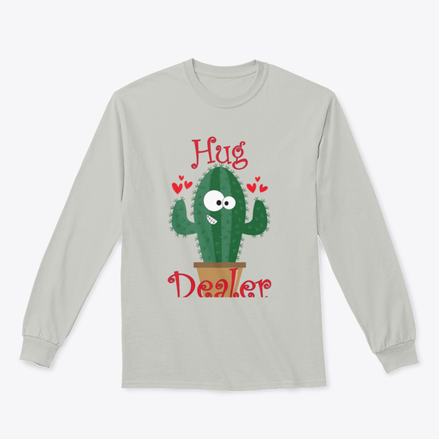 A cozy sweatshirt featuring a funny smiley cactus design, perfect for casual wear.