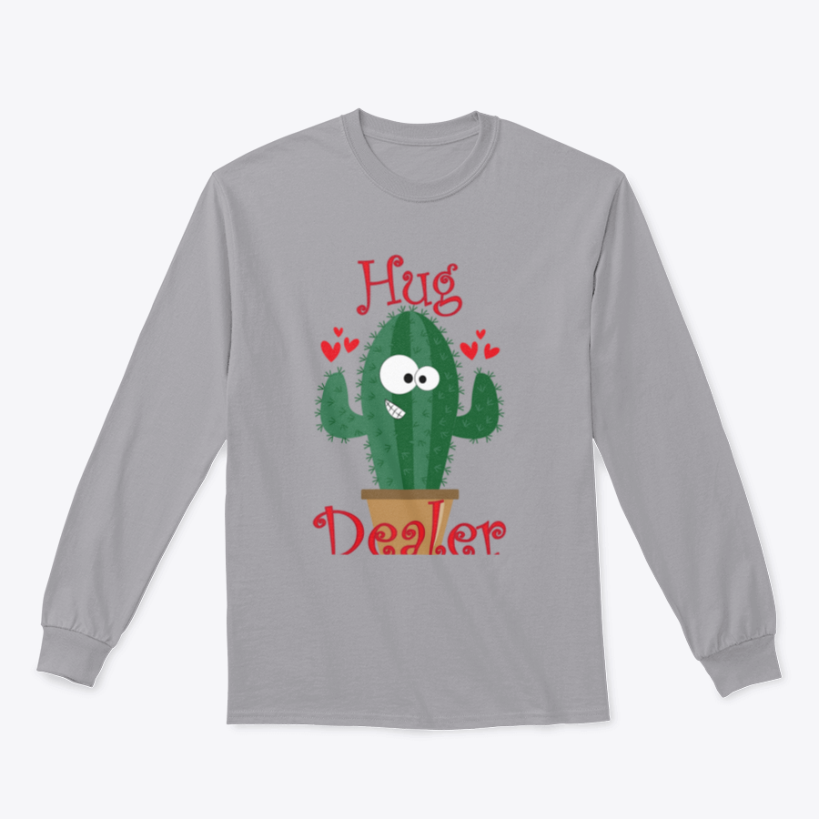 A cozy sweatshirt featuring a funny smiley cactus design, perfect for casual wear.