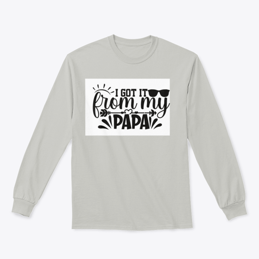 Cute baby sweatshirt with 'I Got It From My Papa' design, showcasing soft fabric and classic fit.