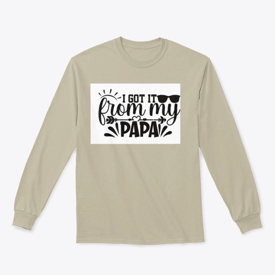 Cute baby sweatshirt with 'I Got It From My Papa' design, showcasing soft fabric and classic fit.