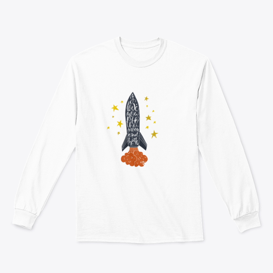I Love You To The Moon T-Shirt featuring a heartfelt design, made from a comfortable cotton/polyester blend.
