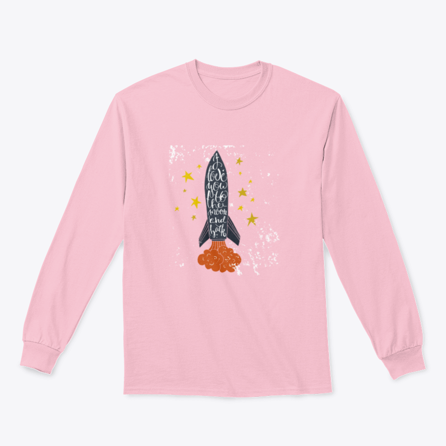 I Love You To The Moon T-Shirt featuring a heartfelt design, made from a comfortable cotton/polyester blend.