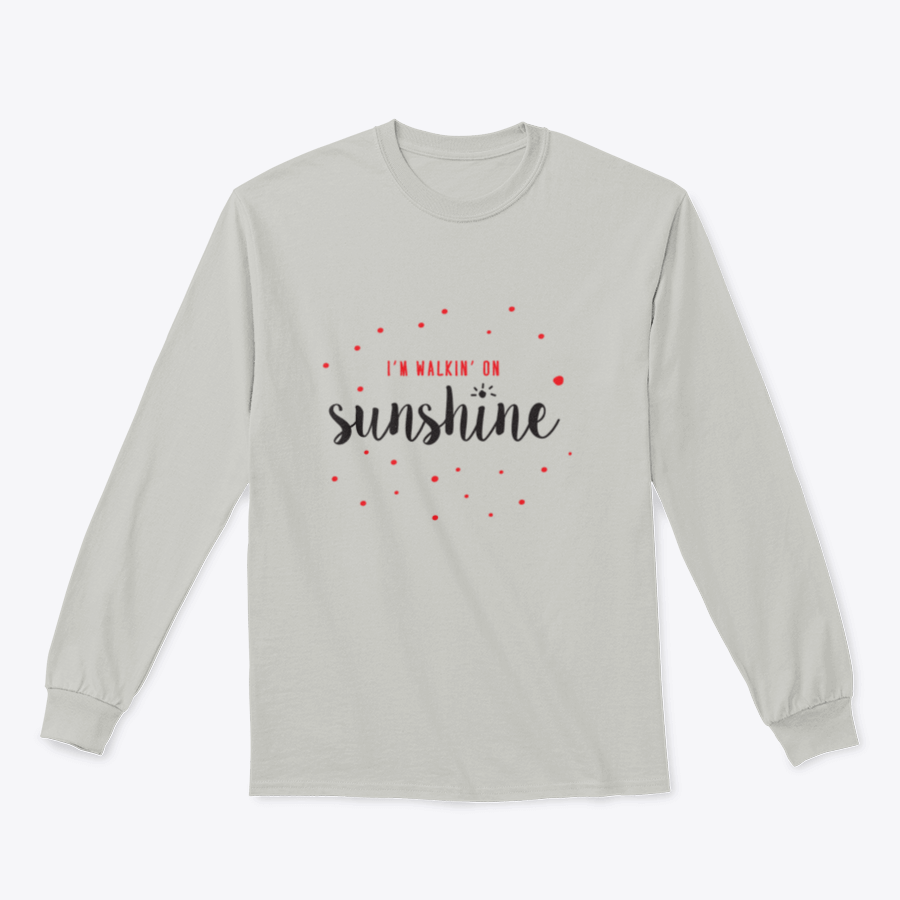 A vibrant red and black typography design featuring the phrase I'M Walking On Sunshine, showcasing a stylish and cheerful aesthetic.