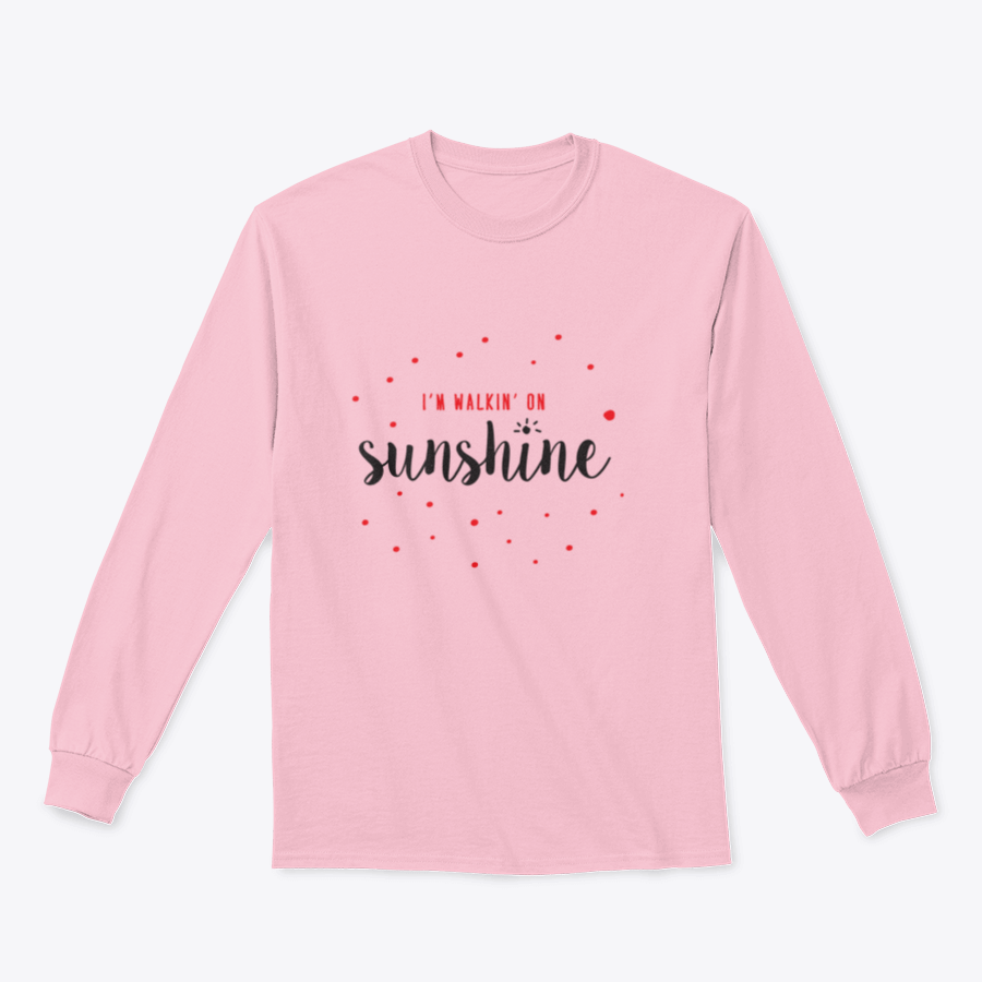 A vibrant red and black typography design featuring the phrase I'M Walking On Sunshine, showcasing a stylish and cheerful aesthetic.