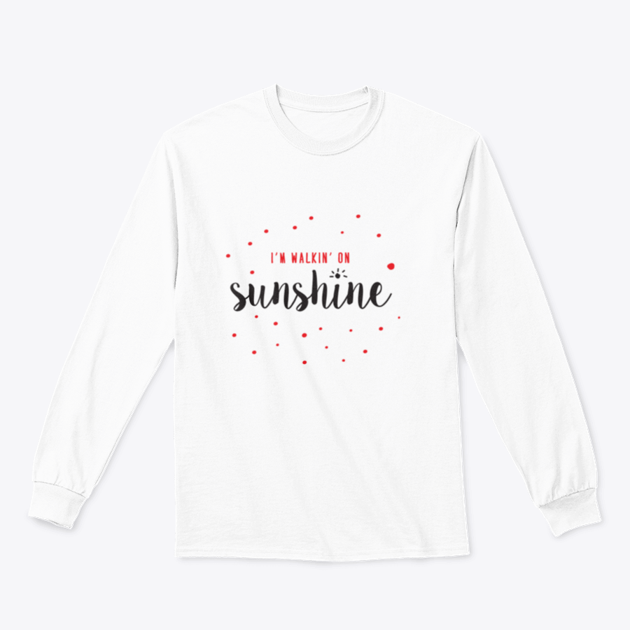A vibrant red and black typography design featuring the phrase I'M Walking On Sunshine, showcasing a stylish and cheerful aesthetic.