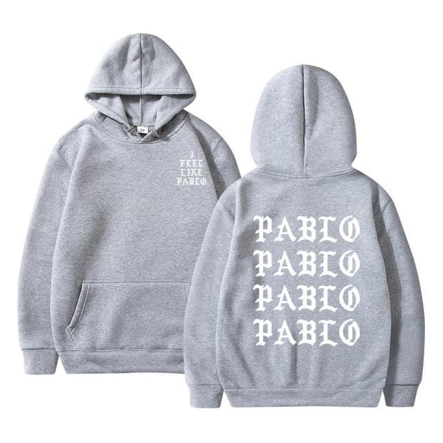 Kanye West Pablo Hoodie featuring a casual design with a hood, made from a blend of cotton, polyester, and acetate, perfect for men.