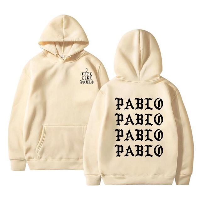 Kanye West Pablo Hoodie featuring a casual design with a hood, made from a blend of cotton, polyester, and acetate, perfect for men.