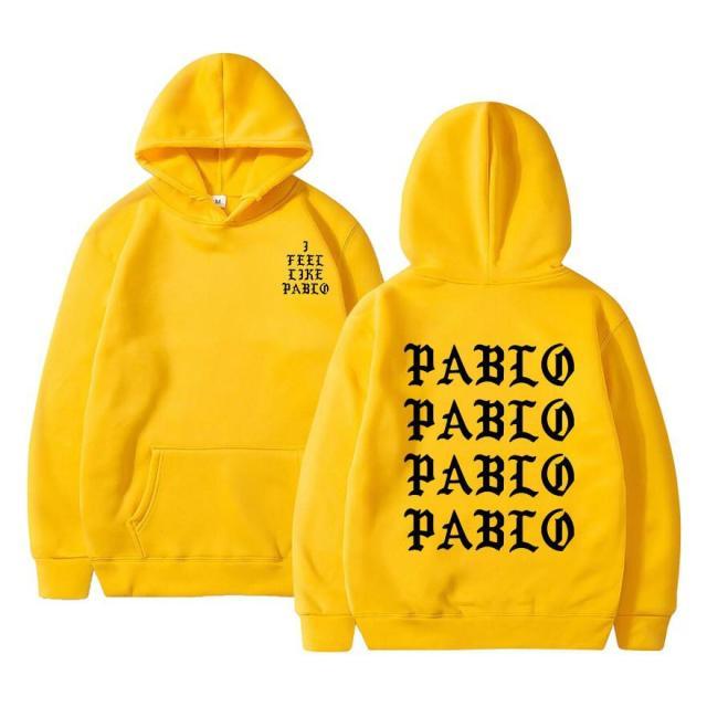 Kanye West Pablo Hoodie featuring a casual design with a hood, made from a blend of cotton, polyester, and acetate, perfect for men.