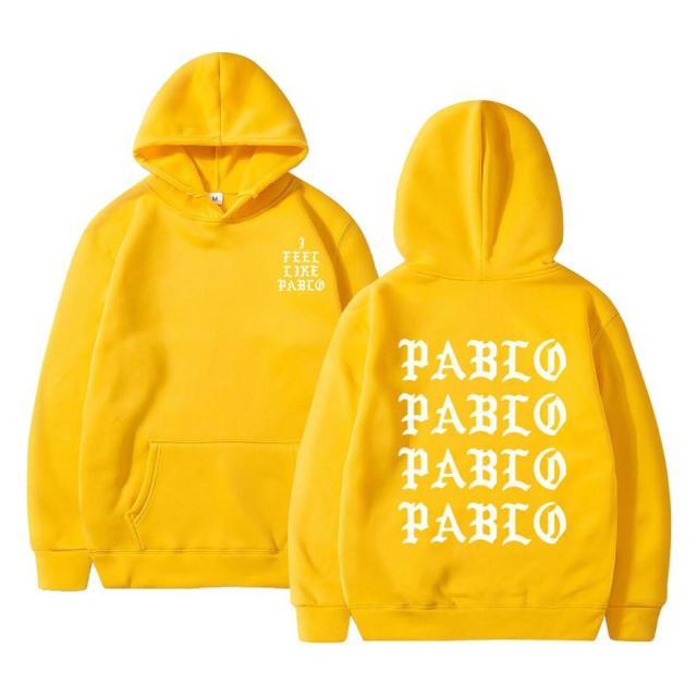 Kanye West Pablo Hoodie featuring a casual design with a hood, made from a blend of cotton, polyester, and acetate, perfect for men.