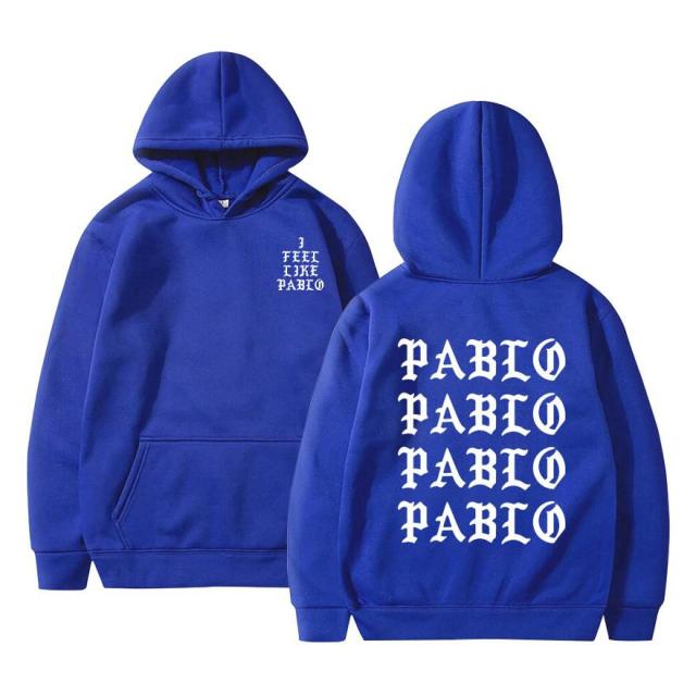 Kanye West Pablo Hoodie featuring a casual design with a hood, made from a blend of cotton, polyester, and acetate, perfect for men.