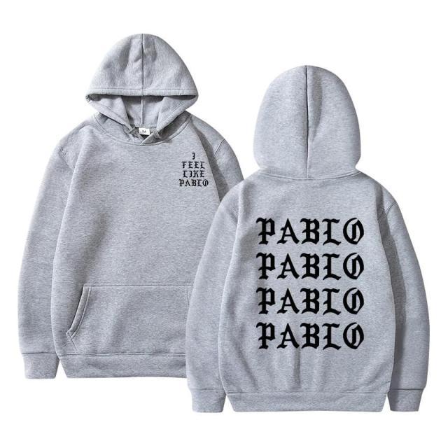 Kanye West Pablo Hoodie featuring a casual design with a hood, made from a blend of cotton, polyester, and acetate, perfect for men.