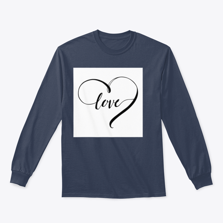 Stylish black and white design featuring the word 'Love' in a heart shape, showcasing a modern and artistic look.