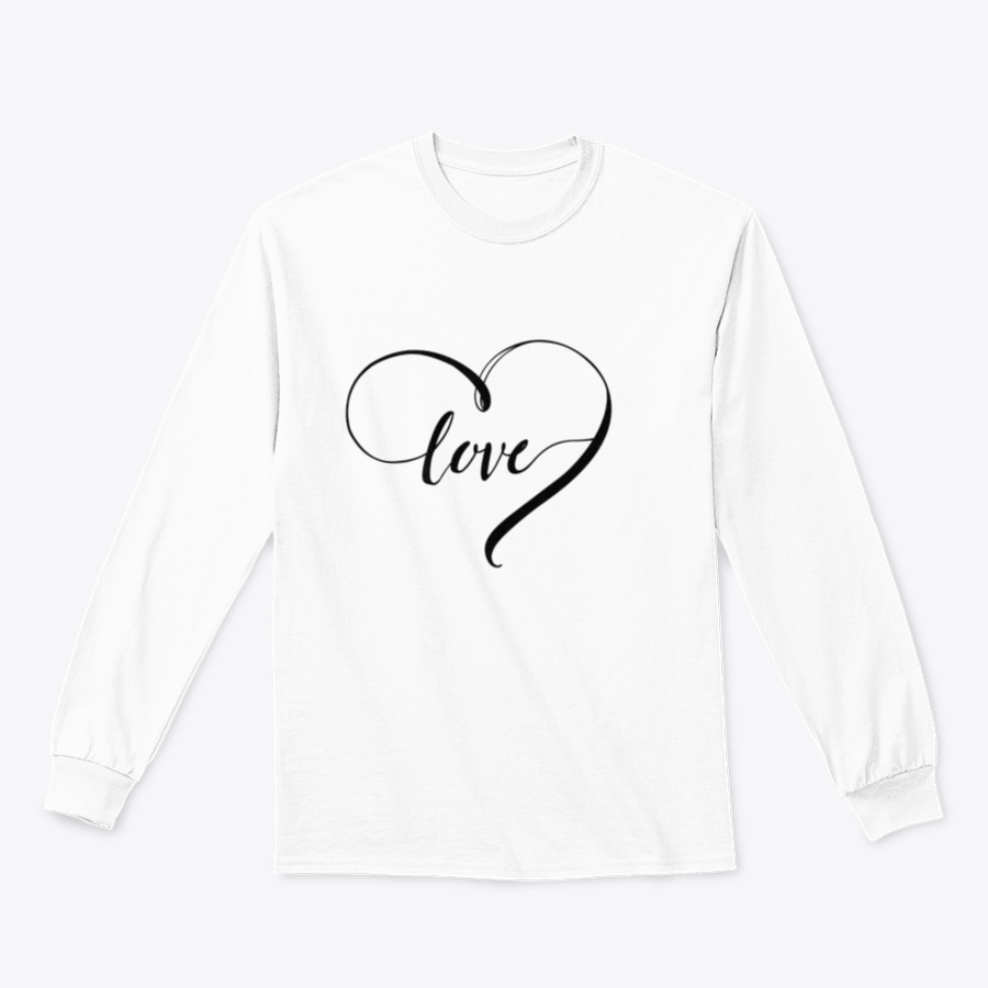 Stylish black and white design featuring the word 'Love' in a heart shape, showcasing a modern and artistic look.